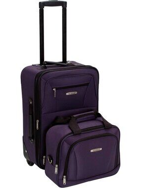 Expandable 2-Piece Softside Luggage Set - 14" Tote & 19" Upright, Purple